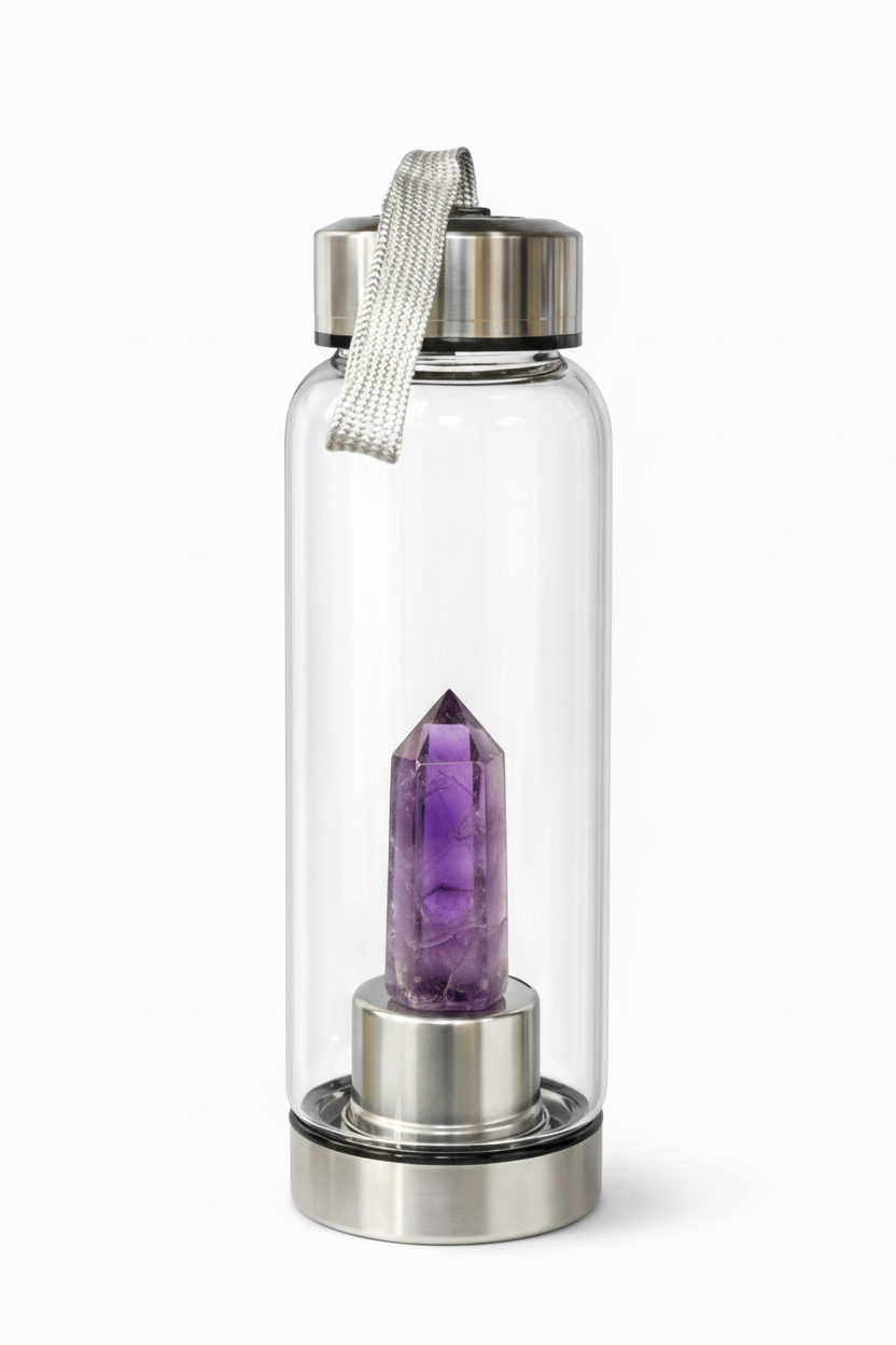 Bouteille Tadasana avec pointe d'améthyste