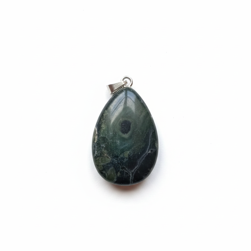Pendentif Agate Mousse – Pierre Naturelle Goutte