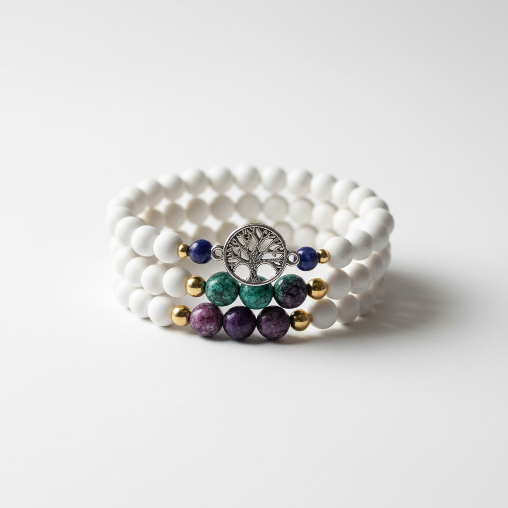 Lot de 3 Bracelets Howlite Blanche