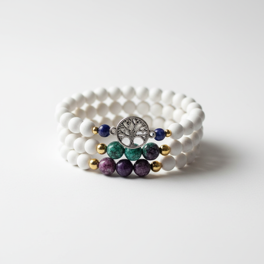 Lot de 3 Bracelets Howlite Blanche