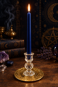 Chandelle Ésotérique Bleu Nuit — Flamme de Protection