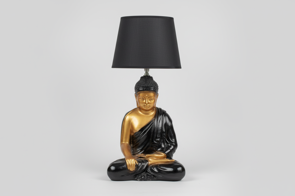 Lampe Bouddha dorée et noire