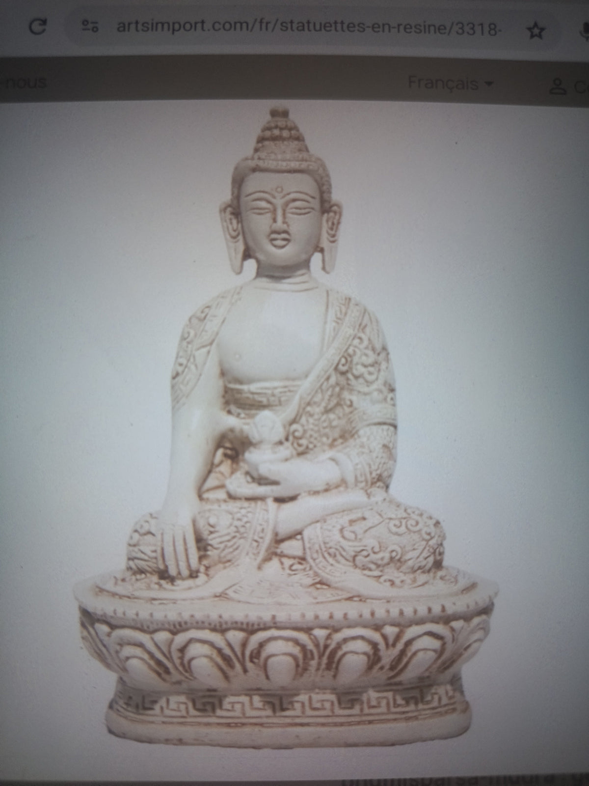 Statuette Bouddha en Résine – Blanc Antique